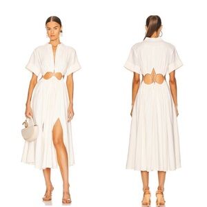 CULT GAIA Keegan Midi Shirt Dress in Off White Sz L